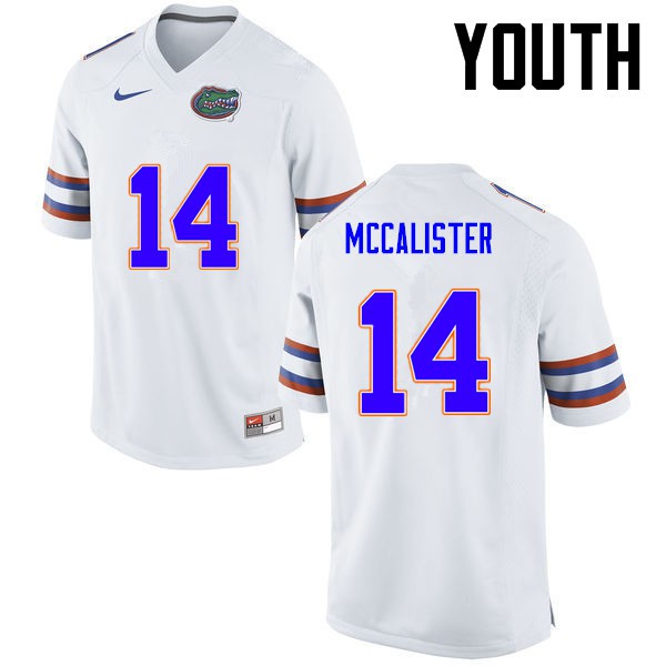 Florida Gators Youth #14 Alex McCalister College Football Jersey White